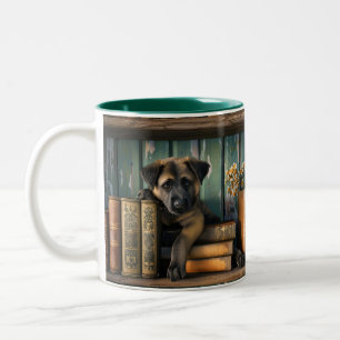 Café Em Dois Tons Caneca com Acabamento Colorido - Filhote de Pastor