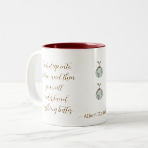 Café Em Dois Tons Caneca com Citação de Einstein: Olhe Profundamente