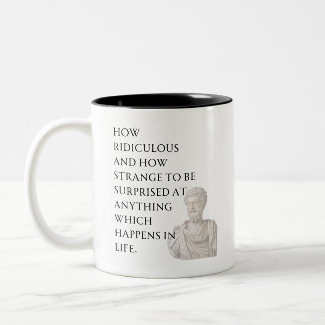 Café Em Dois Tons Caneca com Citação de Marco Aurélio (Esquerda)