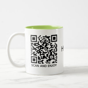 Café Em Dois Tons Caneca com Código QR de Música Curativa – Caneca C