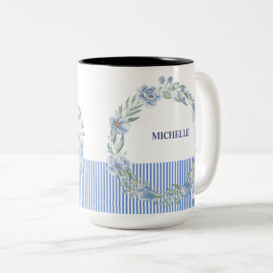 Café Em Dois Tons Caneca com Coroa de Flores Personalizada