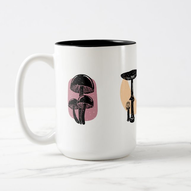 Café Em Dois Tons Caneca com desenho de cogumelo (Esquerda)