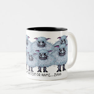 Café Em Dois Tons Caneca com Design Engraçado de Ovelhas