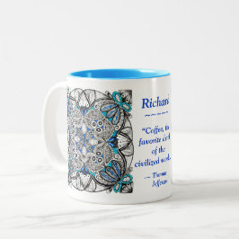 Café Em Dois Tons Caneca com Doodle Abstrato e Citação de Jefferson 