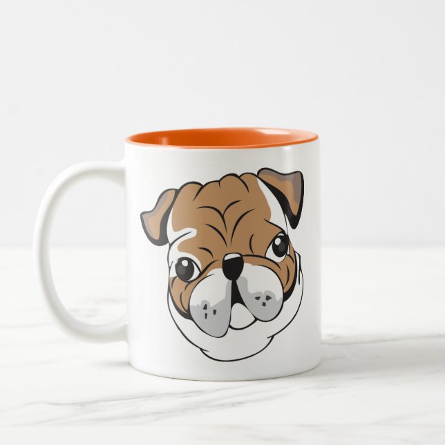 Café Em Dois Tons Caneca com estampa de Bulldog (Esquerda)