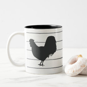 Café Em Dois Tons Caneca com Ilustração de Fazenda de Galos