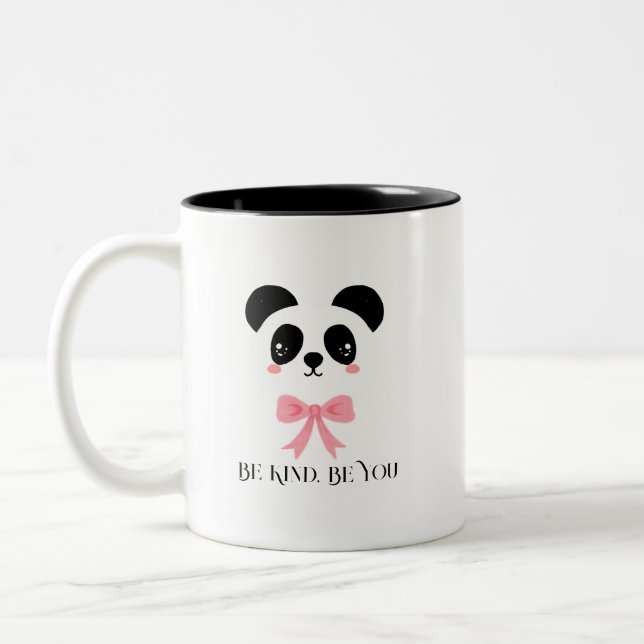 Café Em Dois Tons Caneca com Laço de Panda Fofo (Esquerda)