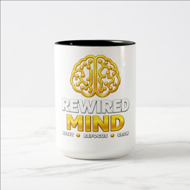 Café Em Dois Tons Caneca com Logo da Mente Reconectada - Caneca de C (Criador carregado)