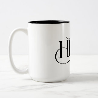 Café Em Dois Tons Caneca com Monograma de RH Elegante e Gato Caprich