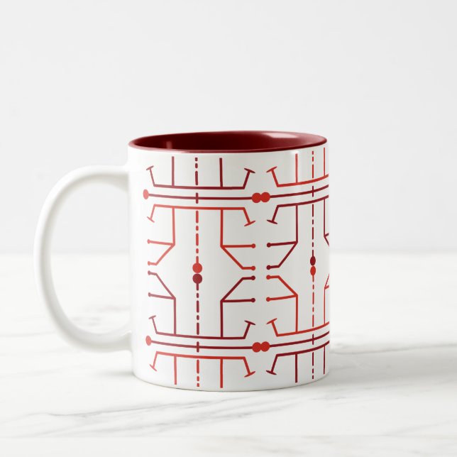 Café Em Dois Tons Caneca com padrão abstrato de hieróglifos (Esquerda)