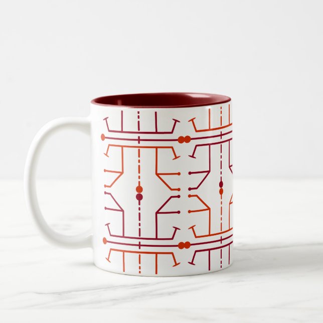 Café Em Dois Tons Caneca com Padrão Abstrato de Hieróglifos (Esquerda)
