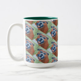 Café Em Dois Tons caneca com padrão de cachorro boxer