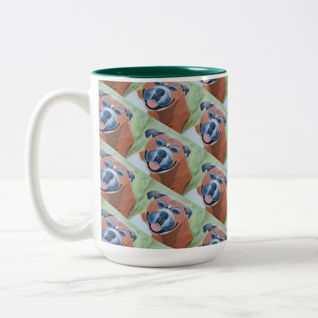 Café Em Dois Tons caneca com padrão de cachorro boxer (Esquerda)
