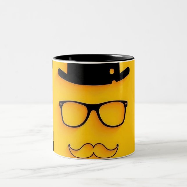 Café Em Dois Tons Caneca com padrão de figura de palito preta | Mini (Centro)