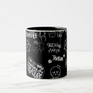 Café Em Dois Tons Caneca com padrão de figura de palito preta   Mini