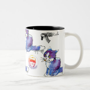 Café Em Dois Tons Caneca com Rabiscos de AK-47