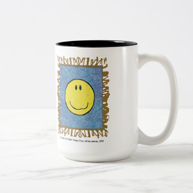 Café Em Dois Tons caneca com rosto feliz de van gogh (Direita)