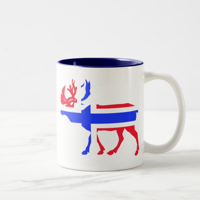 Café Em Dois Tons Caneca com Silhueta de Alce Abstrato e Bandeira No (Direita)
