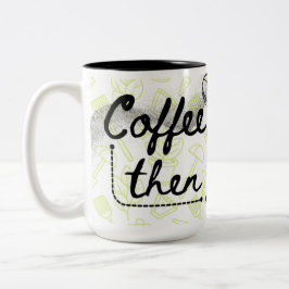 Café Em Dois Tons Caneca com tema de jardim ferramentas de jardim   