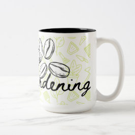 Café Em Dois Tons Caneca com tema de jardim ferramentas de jardim   