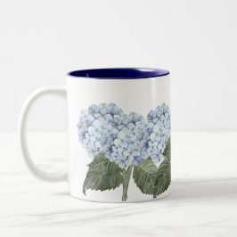 Café Em Dois Tons Caneca Contraste Flores Azuis de Hortênsia