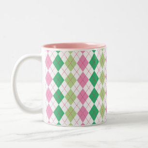 Café Em Dois Tons Caneca cor-de-rosa e verde de Argyle