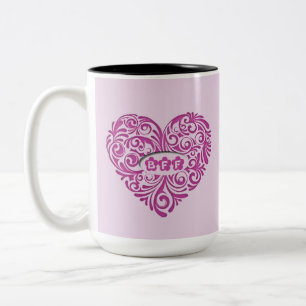 Café Em Dois Tons Caneca cor-de-rosa personalizada do coração de B