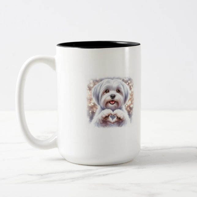 Café Em Dois Tons Caneca Coração de Cachorrinho Fofo (Esquerda)
