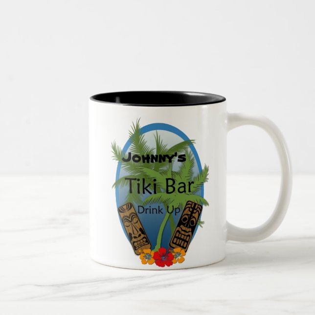 Café Em Dois Tons Caneca customizável do bar de Tiki (Direita)