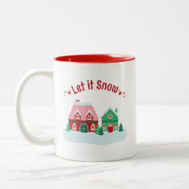 Café Em Dois Tons Caneca da Aldeia de Natal Deixe Nevar