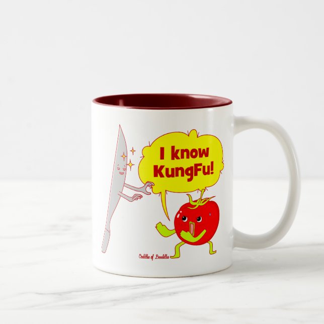 Café Em Dois Tons Caneca da arte do Doodle do tomate de KungFu (Direita)