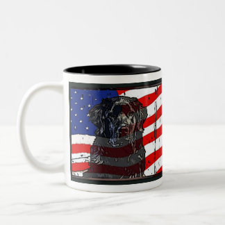 Café Em Dois Tons Caneca da bandeira americana com cão de