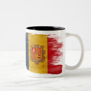 Café Em Dois Tons Caneca da bandeira de Andorra
