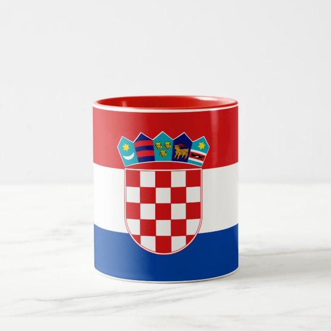 Café Em Dois Tons Caneca da bandeira de Croatia (Centro)
