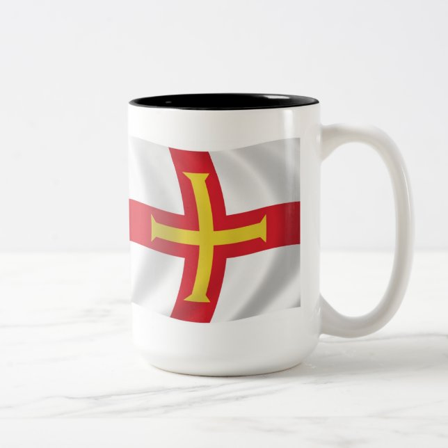 Café Em Dois Tons Caneca da Bandeira de Guernsey (Direita)