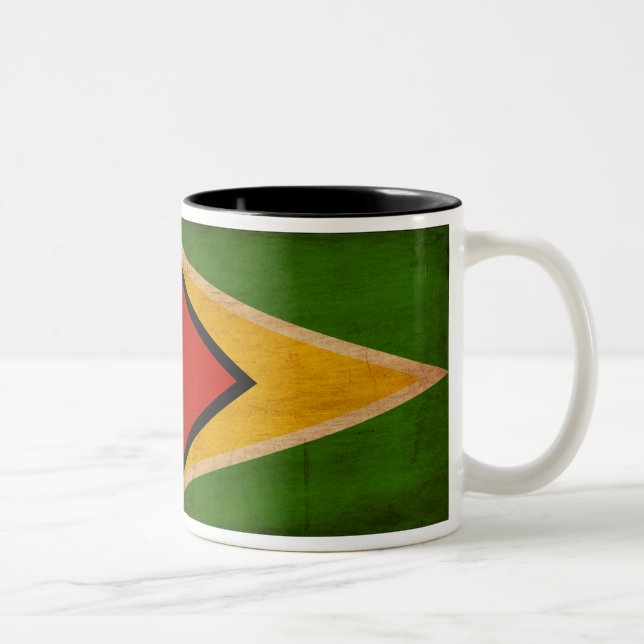 Café Em Dois Tons Caneca da bandeira de Guyana (Direita)
