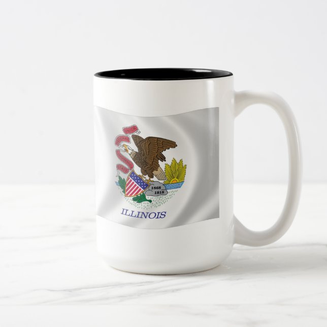 Café Em Dois Tons Caneca da Bandeira de Illinois (Direita)