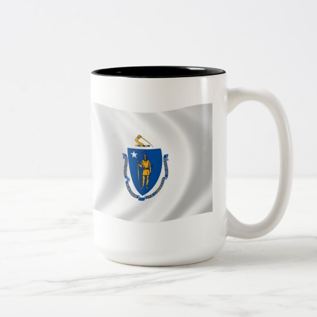 Café Em Dois Tons Caneca da Bandeira de Massachusetts (Direita)