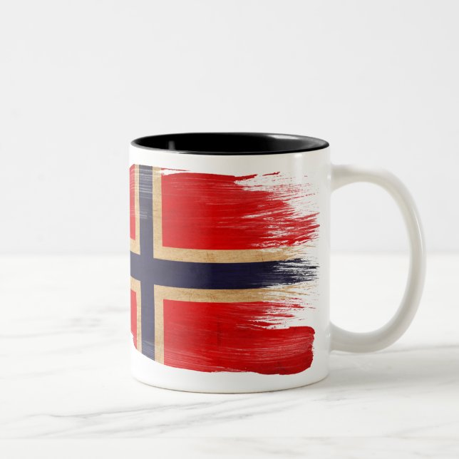 Café Em Dois Tons Caneca da bandeira de Noruega (Direita)