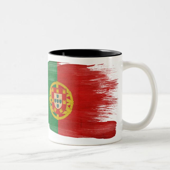 Café Em Dois Tons Caneca da bandeira de Portugal (Direita)