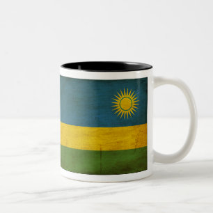 Café Em Dois Tons Caneca da bandeira de Rwanda