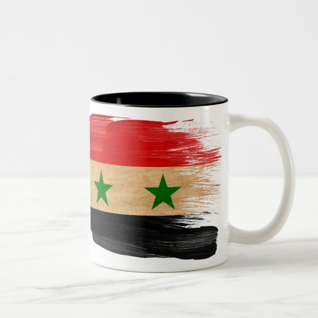 Café Em Dois Tons Caneca da bandeira de Syria (Direita)