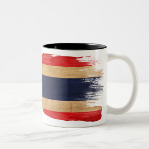 Café Em Dois Tons Caneca da bandeira de Tailândia