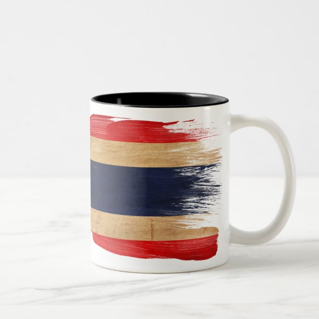 Café Em Dois Tons Caneca da bandeira de Tailândia (Direita)