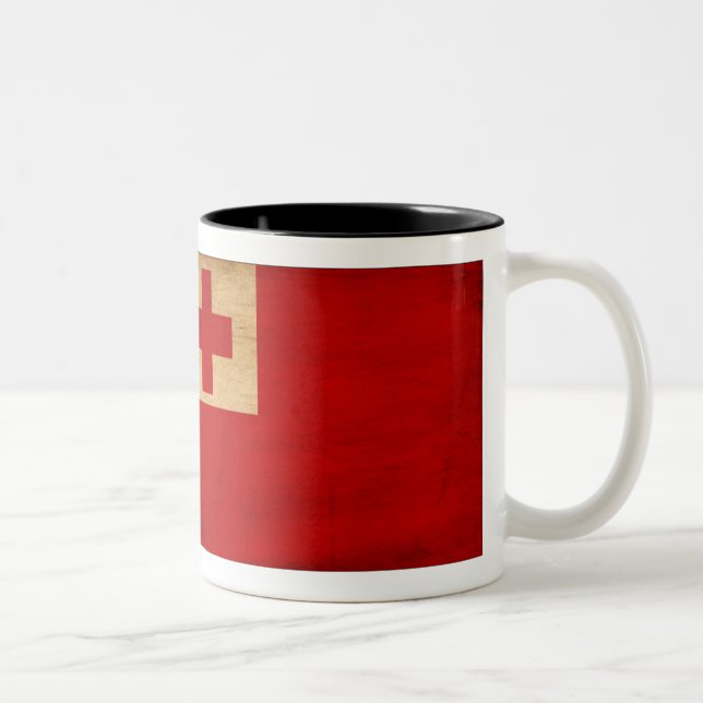 Café Em Dois Tons Caneca da bandeira de Tonga (Direita)