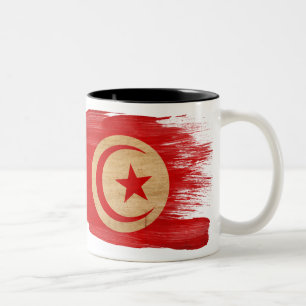 Café Em Dois Tons Caneca da bandeira de Tunísia