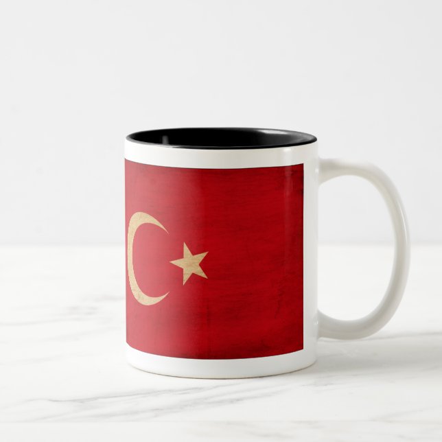 Café Em Dois Tons Caneca da bandeira de Turquia (Direita)