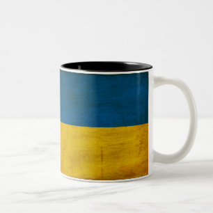 Café Em Dois Tons Caneca da bandeira de Ucrânia