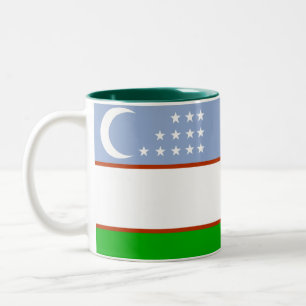 Café Em Dois Tons Caneca da bandeira de Uzbekistan