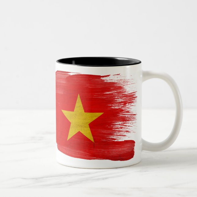 Café Em Dois Tons Caneca da bandeira de Vietnam (Direita)